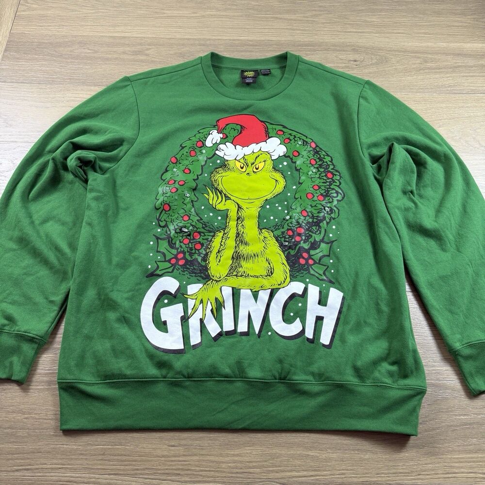 Dr Seuss The Grinch Sweatshirt Adult 2XL Blinking Lights Ugly Christmas Sweater